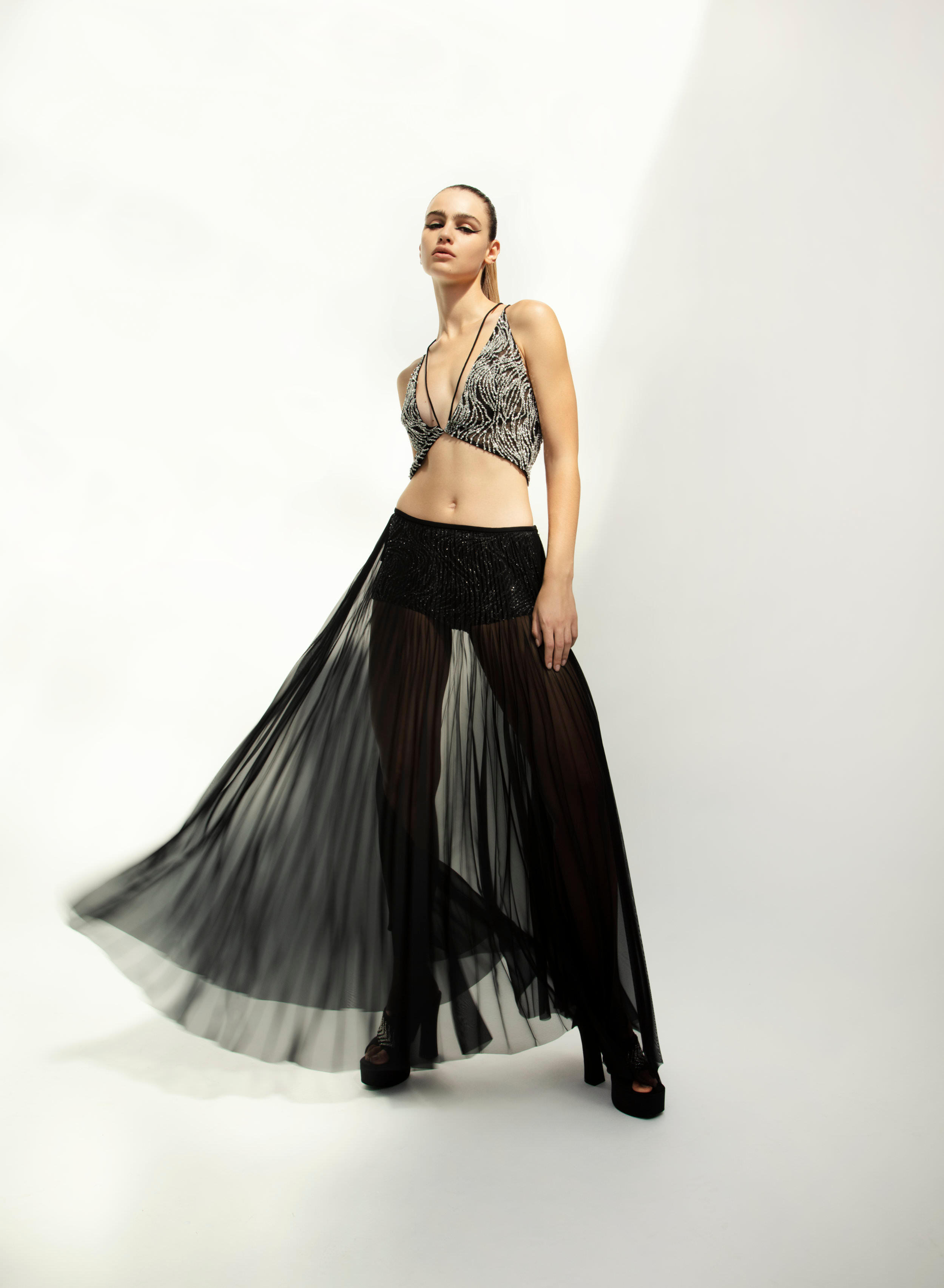 Renato Balestra black transparent gown