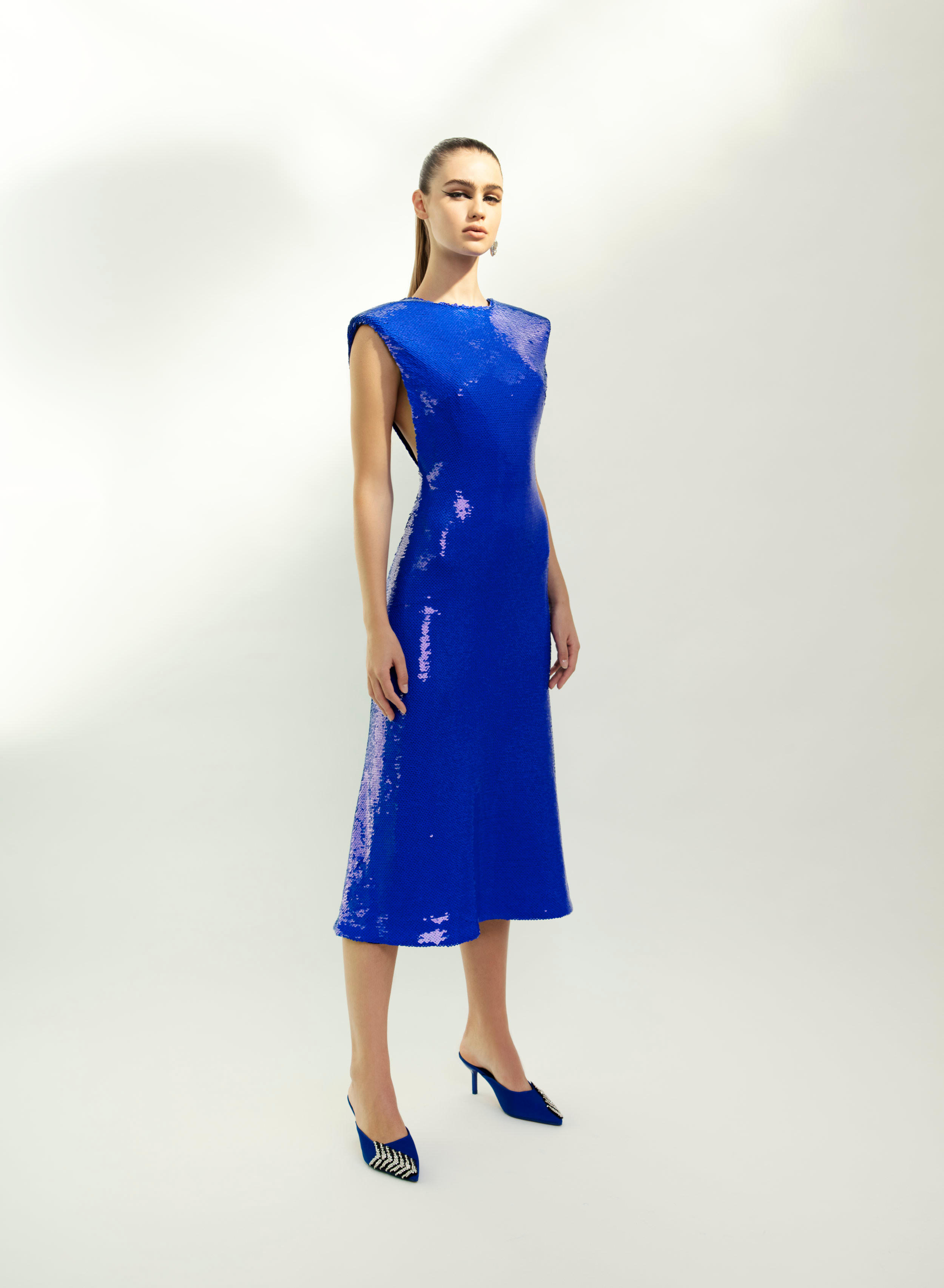 Renato Balestra vestito lungo paillettes blu