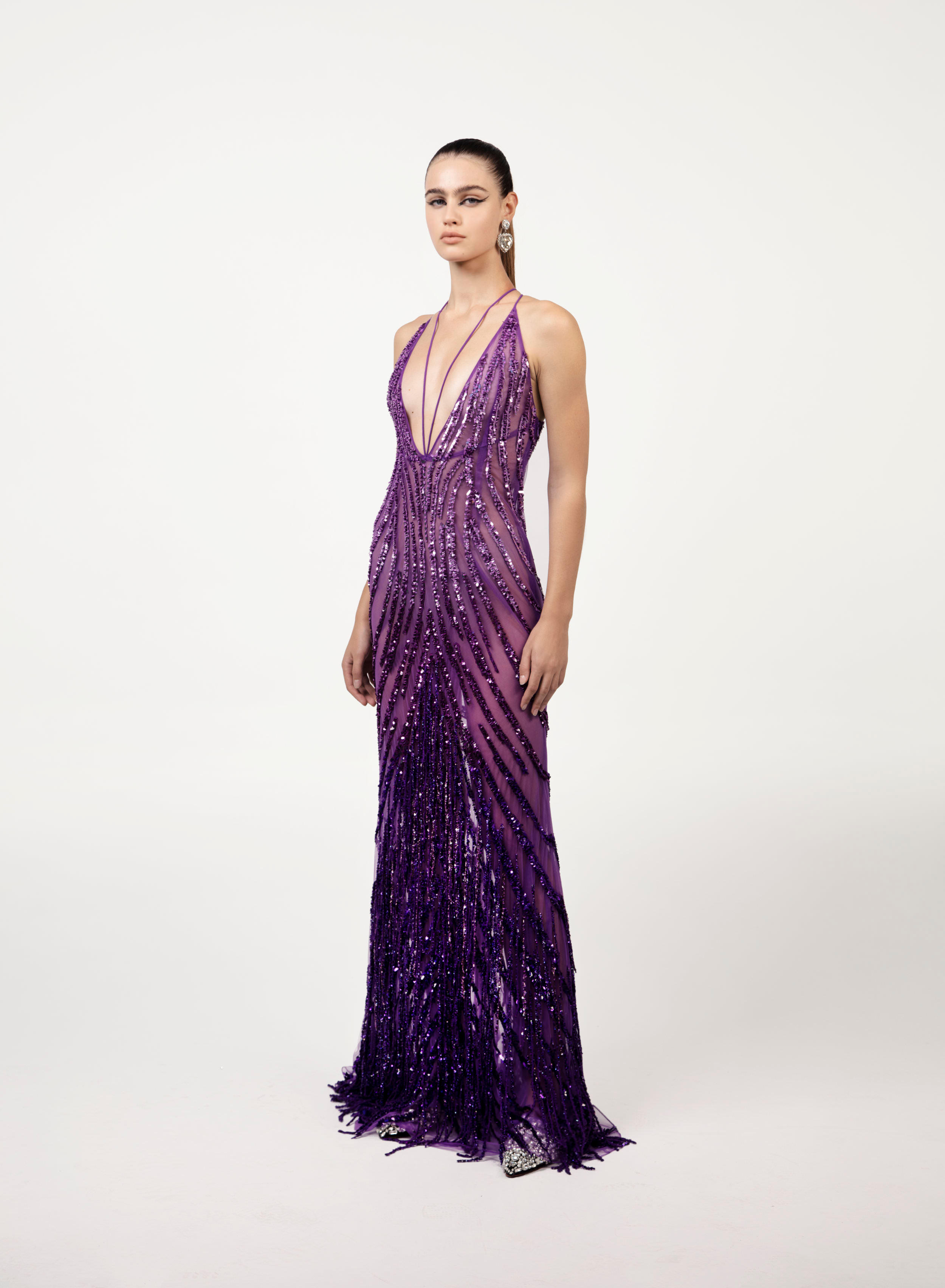 Renato Balestra long violet dress night