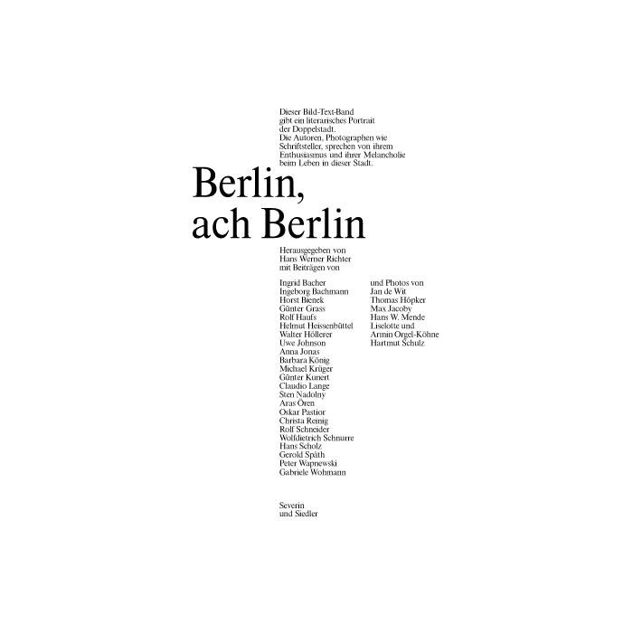 Livre: Berlin, ach Berlin conçus par Otl Aicher