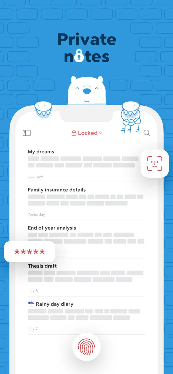 Bear Locker Note Bear - Markdown Notes Screenshots, Onboarding & ASO Inspiration