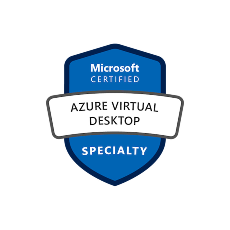 Logo für die Microsoft-Zertifizierung zur Azure Virtual Desktop Speciality