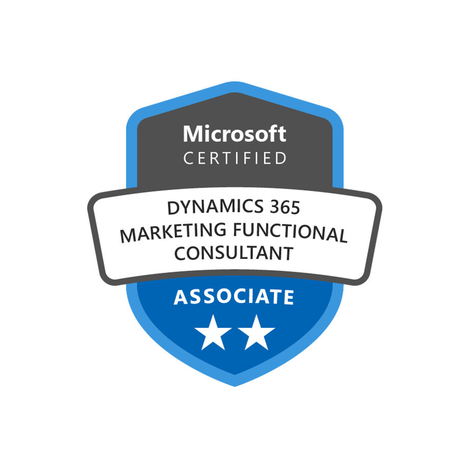 Logo für die Microsoft-Zertifizierung zum Dynamics 365 Marketing Functional Consultant Associate