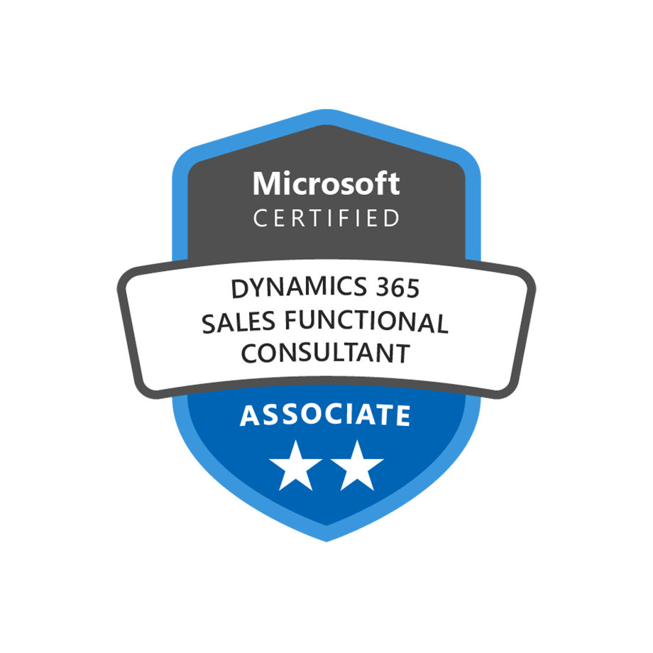 Logo für die Microsoft-Zertifizierung zum Dynamics 365 Sales Functional Consultant Associate