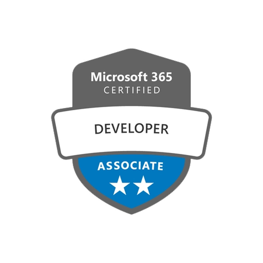 Logo für die Microsoft-Zertifizierung zum 365 Developer Associate