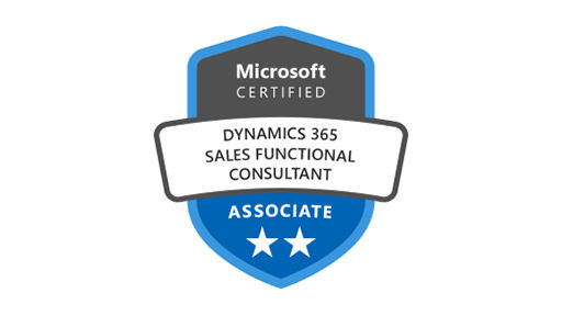 Logo für die Microsoft-Zertifizierung zum Dynamics 365 Sales Functional Consultant Associate