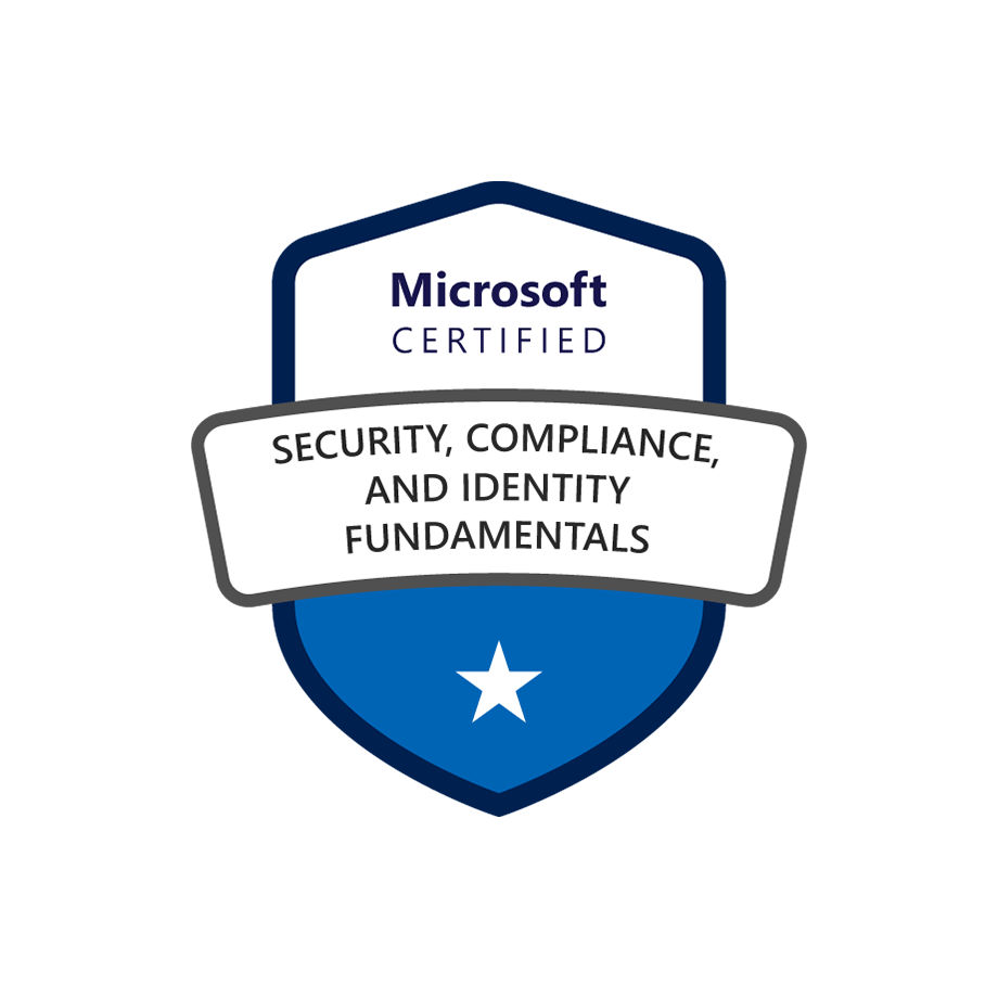 Logo für die Microsoft-Zertifizierung Security, Compliance and Identity Fundamentals