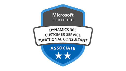 Logo für die Microsoft-Zertifizierung zum Dynamics 365 Customer Service Functional Consultant Associate