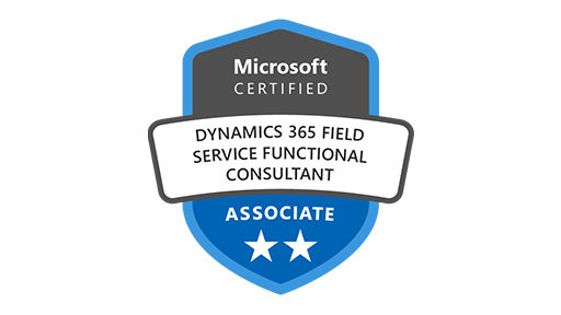 Logo für die Microsoft-Zertifizierung zum Dynamics 365 Field Service Functional Consultant Associate