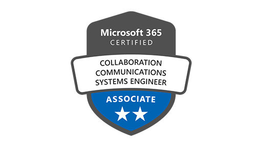 Logo für die Microsoft-Zertifizierung zum 365 Collaboration Communications Systems Engineer Associate