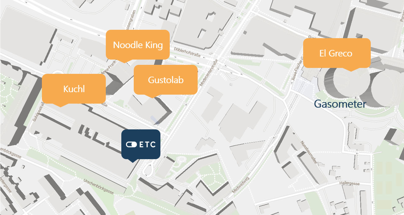 Karte mit ETC-Partnerrestaurants