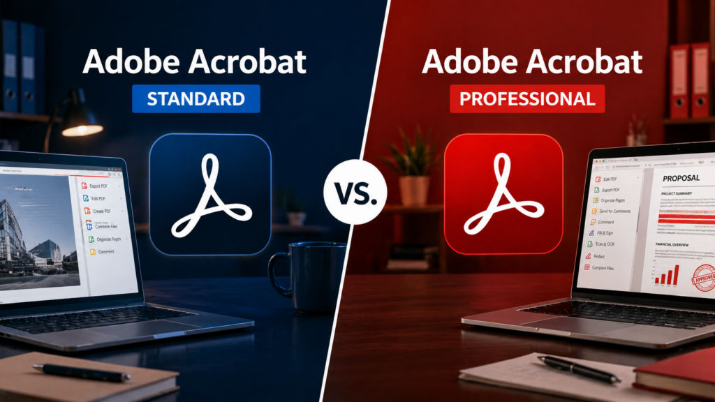 Illustration Adobe Acrobat Standard vs. Acrobat Pro