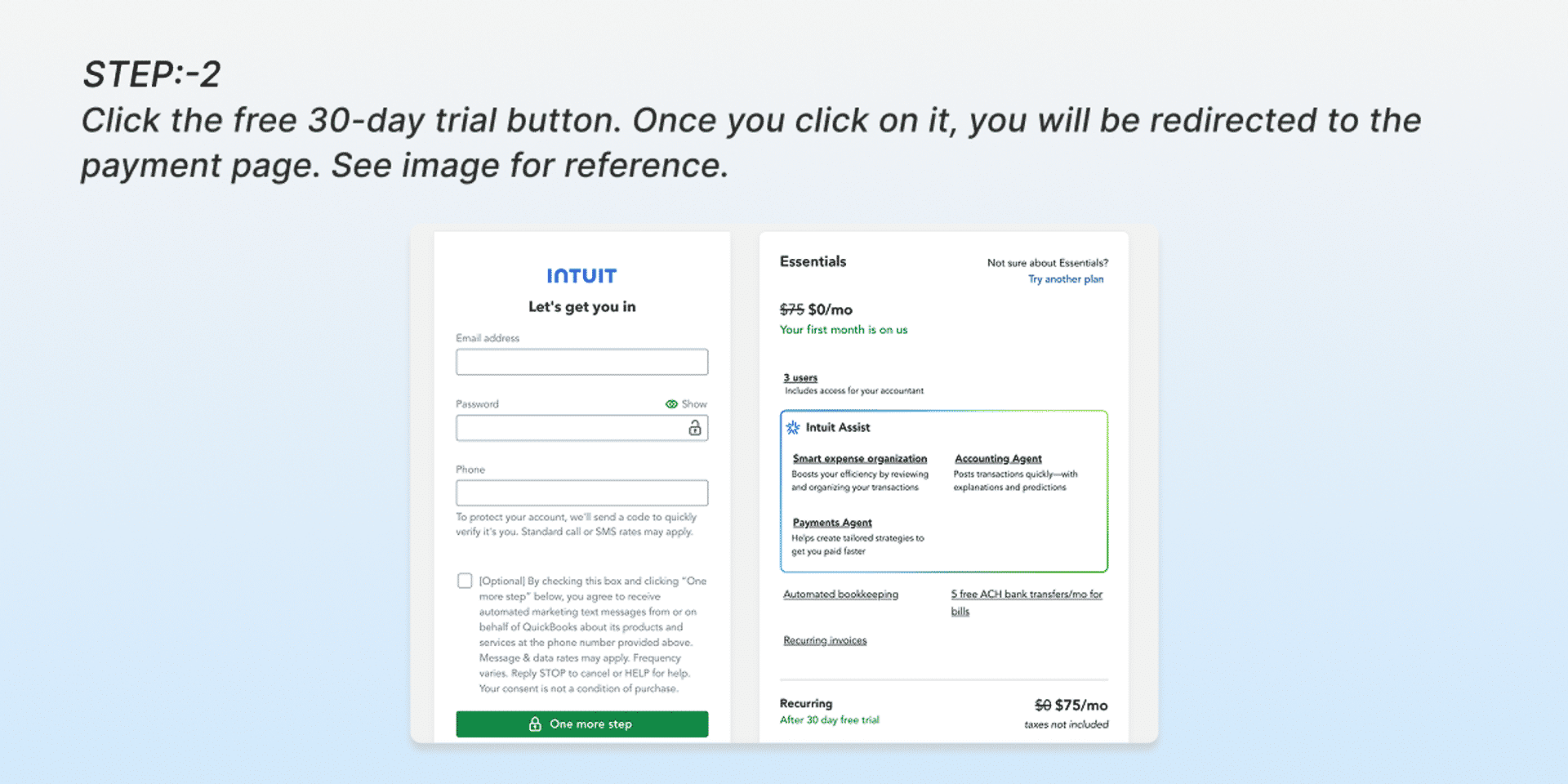 Quickbooks Online Free Version Step-2