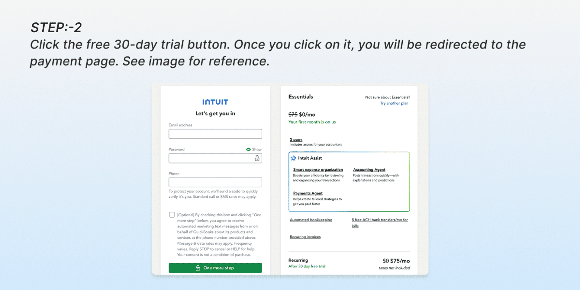 Quickbooks Online Free Version Step-2