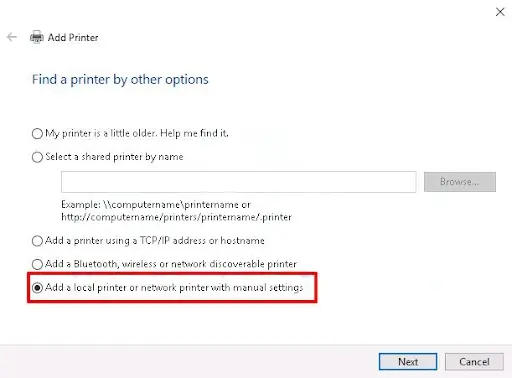 Add a local printer