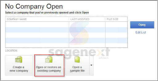 Open or Restore an Existing Company File
