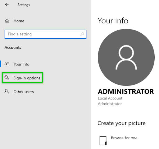 sign-in options