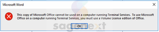 edition office365 issue on RDS server