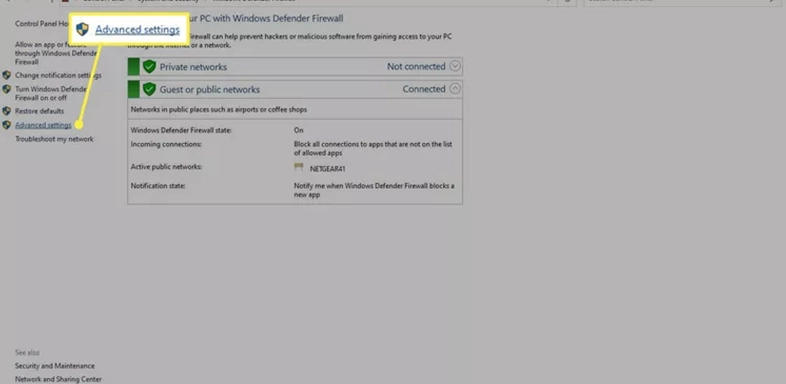 Open Windows Firewall with Advanced Security