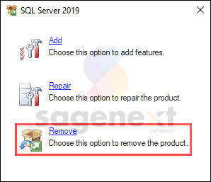 Uninstall SQL Server Express step 2