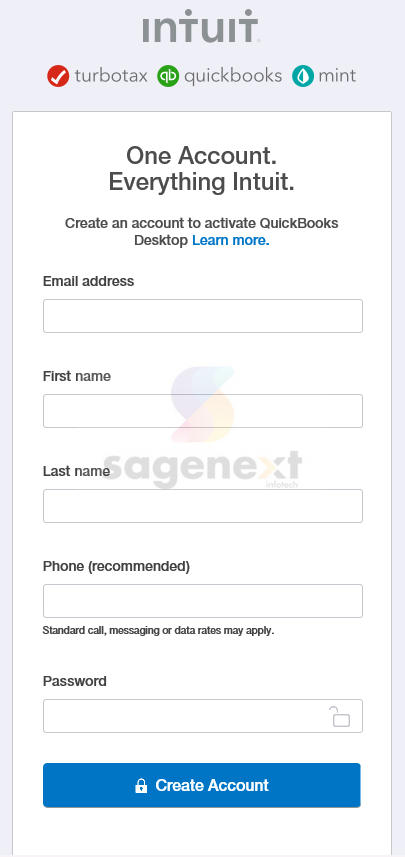 Create an account to activate QuickBooks Desktop