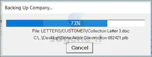 It will start the Sage 50 backup process 