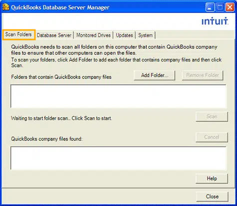 Scan Folder in QuickBooks Database Server
