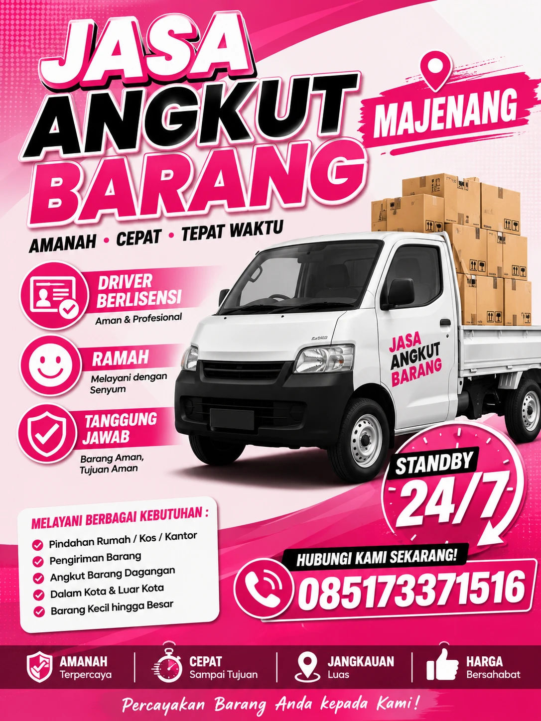 Pickup Angkut Barang Belanjaan Aman & Cepat Majenang | 085173371516