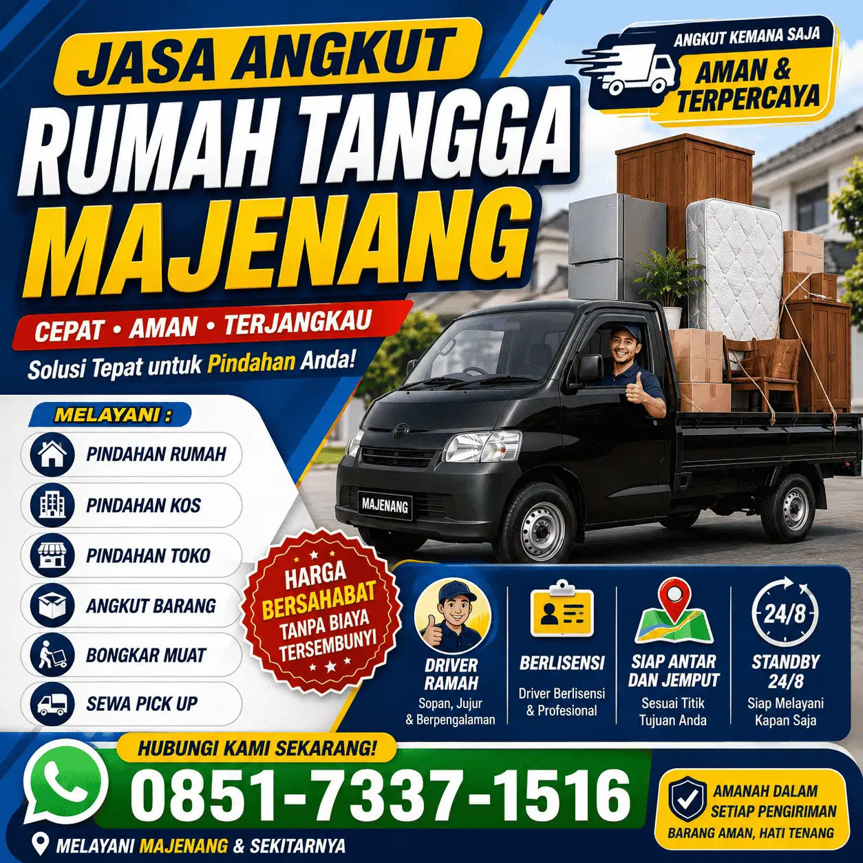 Jasa Angkut Rumah Tangga Majenang Aman, Cepat & Tepat Waktu | 085173371516