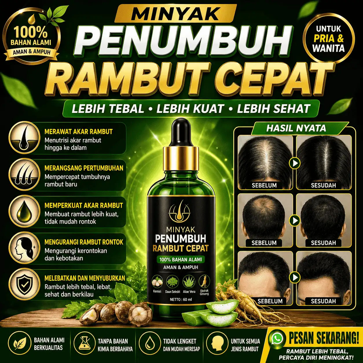 Minyak Penumbuh Cepat Alami, Hasil Maksimal dengan Pemakaian Rutin | 085174411516