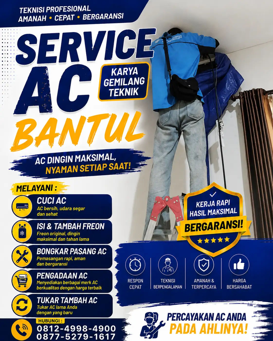 Service AC Pleret Bantul untuk AC Tidak Dingin, Bocor & Berisik