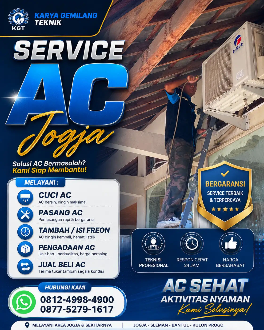 Service AC Jogja Spesialis AC Mati, Bocor & Kurang Dingin