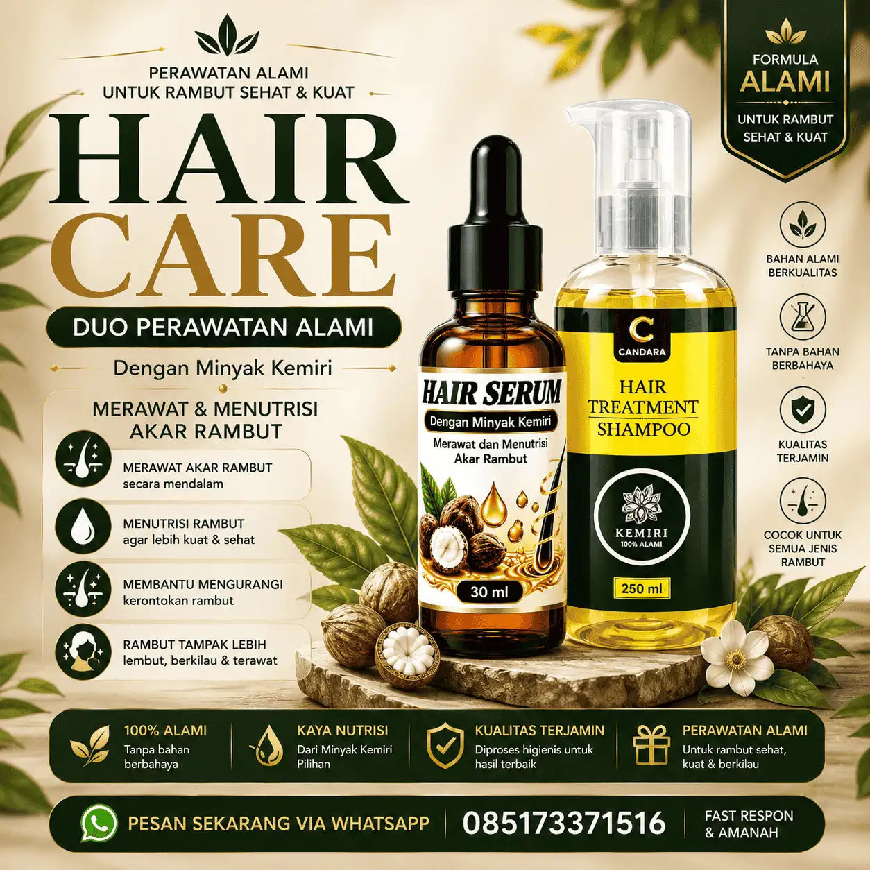 Minyak Penumbuh Cepat untuk Rambut Lebih Lembut dan Terawat | 085174411516