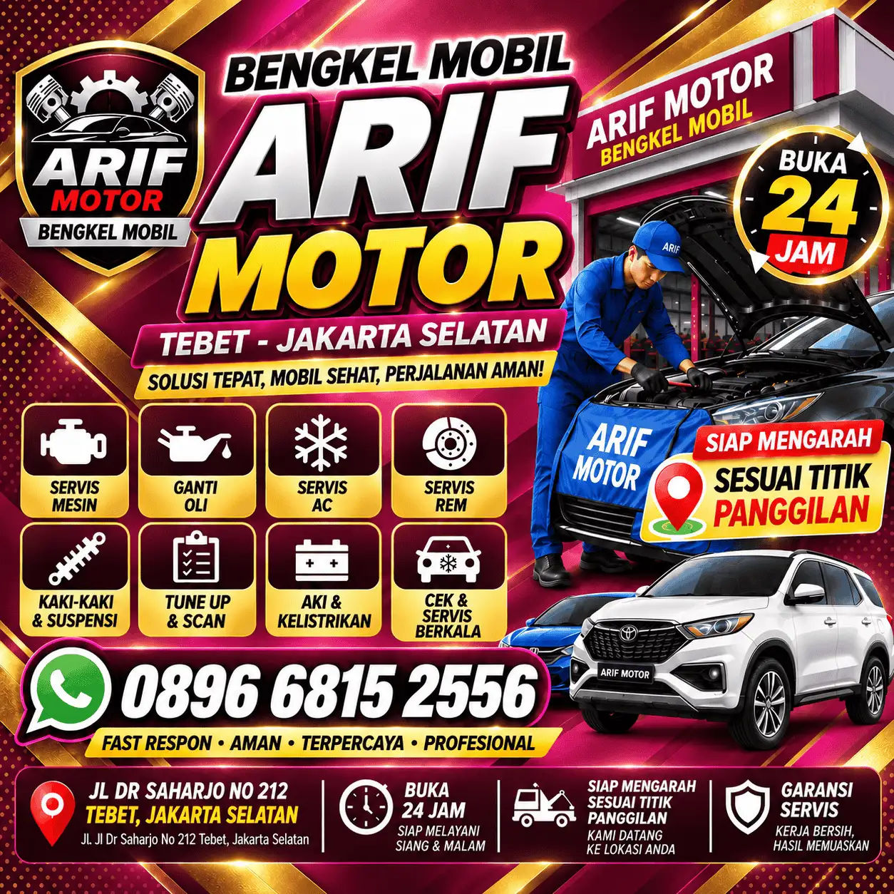 Bengkel Mobil Arif Motor Tebet Jakarta Selatan Service Keliling 24 Jam | 089668152556