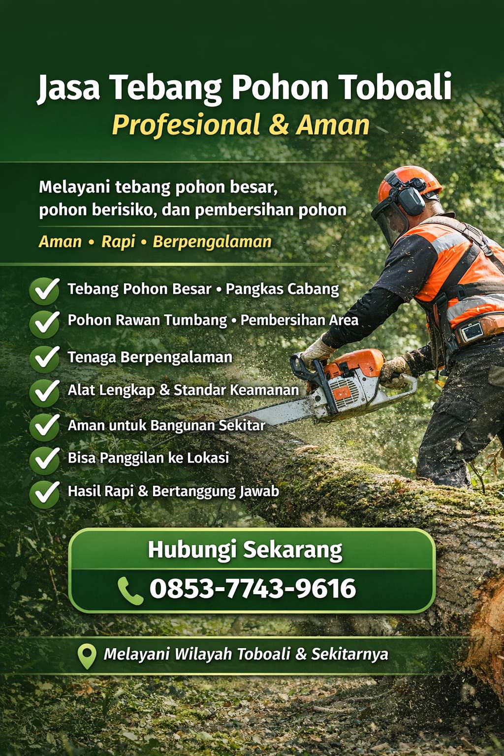 Jasa Tebang Pohon Besar & Berisiko di Toboali | Hubungi 0853-7743-9616