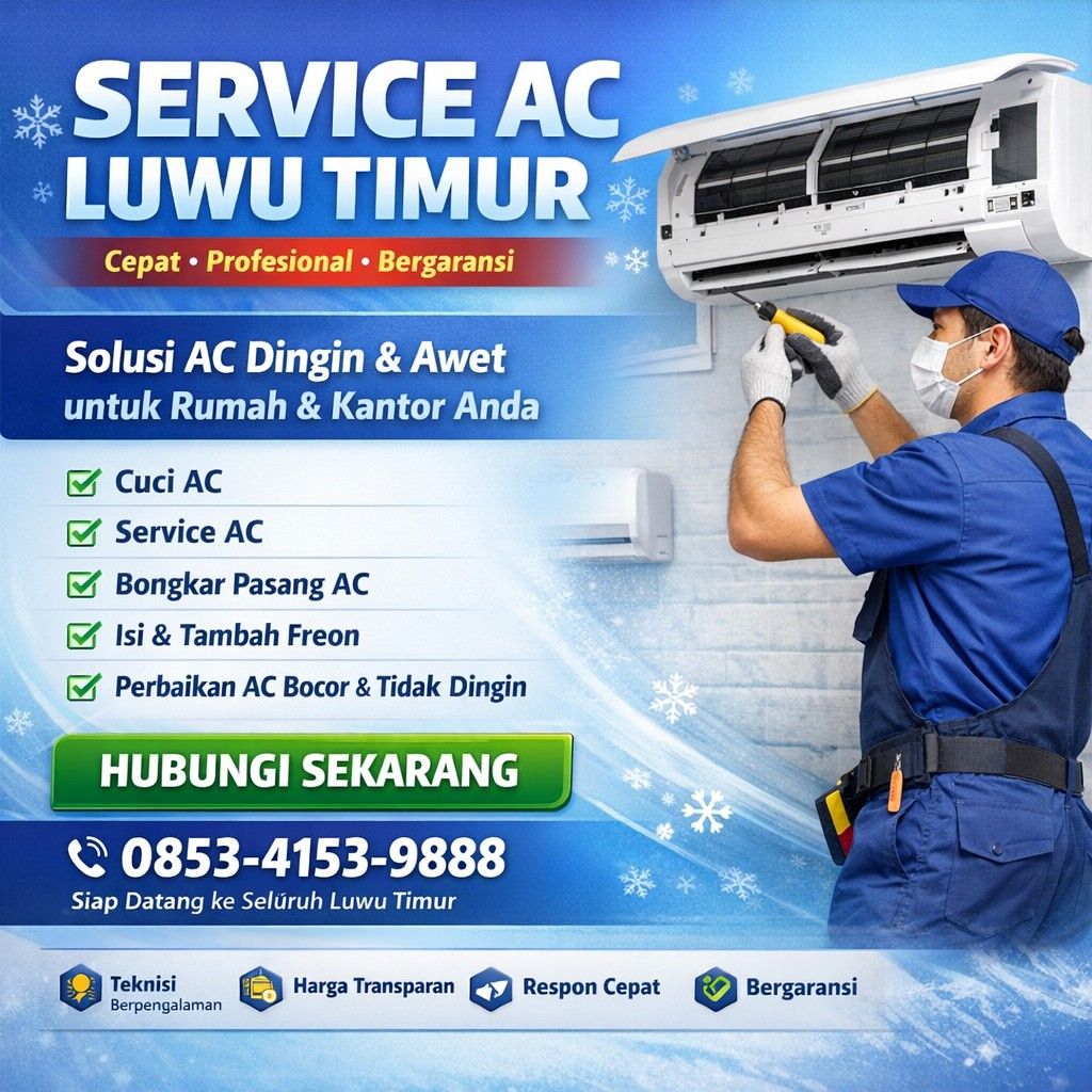 Jasa Service AC Luwu Timur Panggilan Cepat & Terpercaya | JAVA TEKNIK 0853-4153-9888