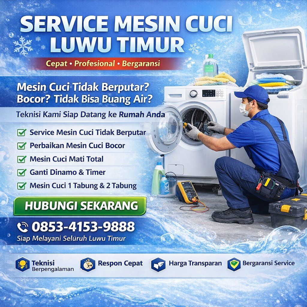 Service Mesin Cuci Luwu Timur Profesional & Bergaransi | JAVA TEKNIK 0853-4153-9888