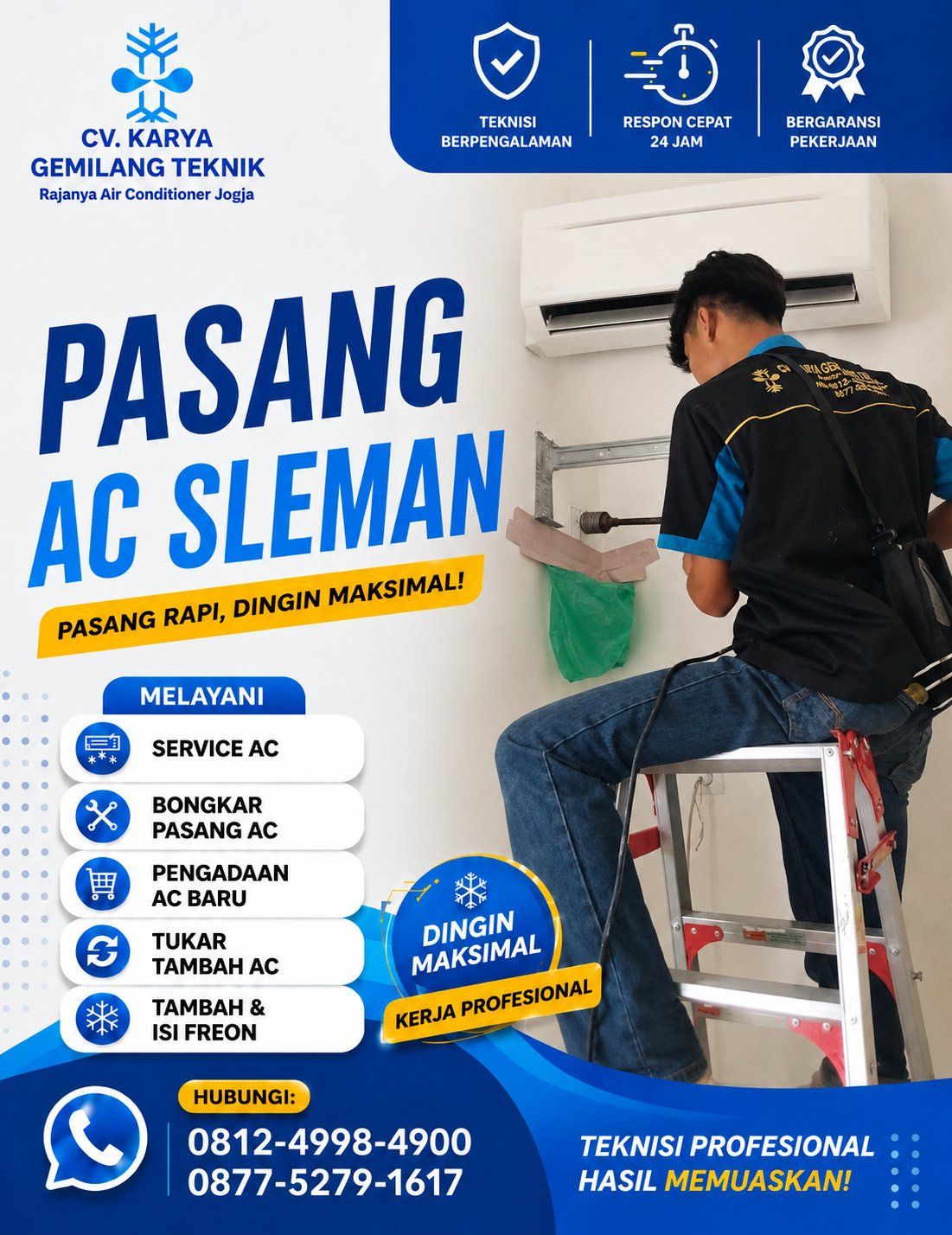 Service AC Pakem Sleman 24 Jam Bergaransi – Cuci AC, Isi Freon & Bongkar Pasang