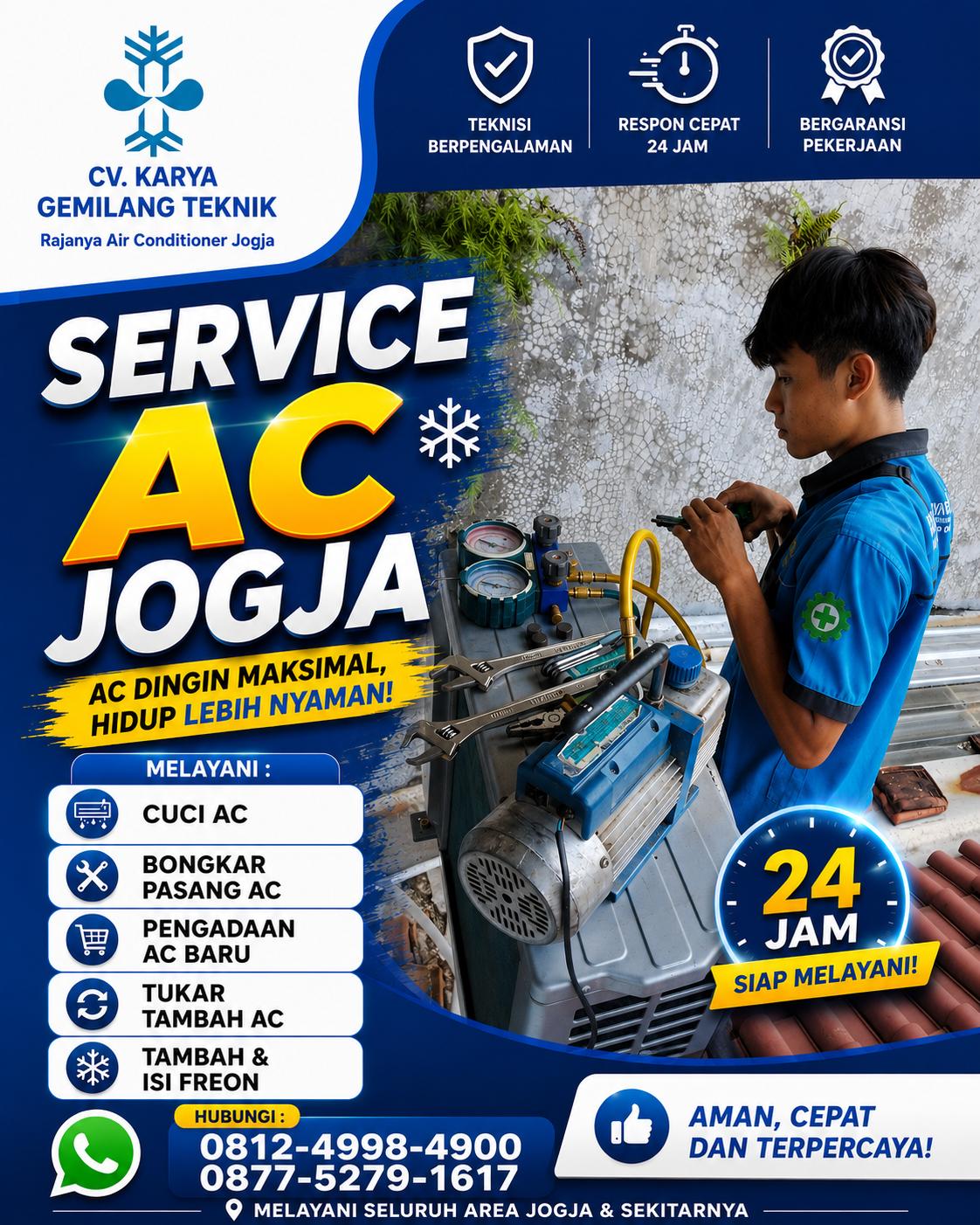 Service AC Berbah Sleman 24 Jam Profesional & Bergaransi, Teknisi Cepat Datang