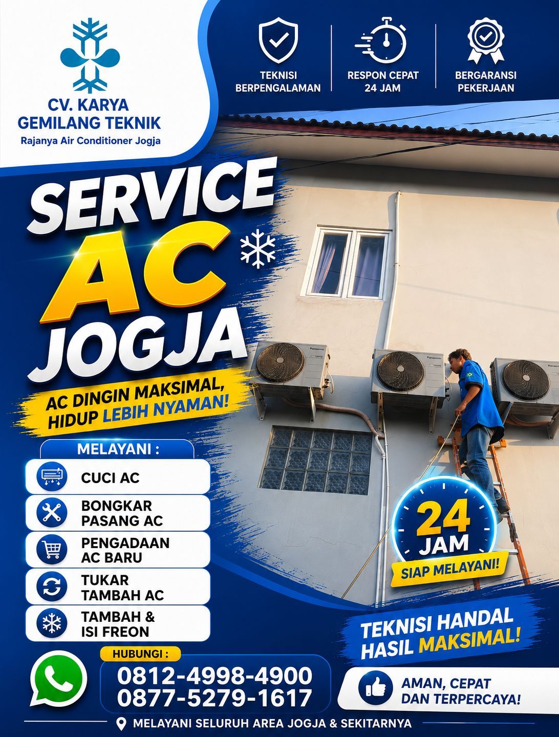 ⭐⭐⭐⭐⭐ Service AC Cangkringan Sleman 24 Jam Terdekat, Teknisi Profesional & Bergaransi