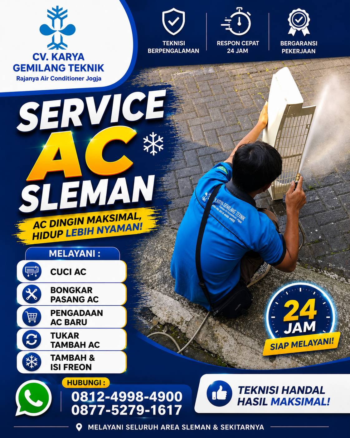 ⭐⭐⭐⭐⭐ Service AC Cangkringan Sleman 24 Jam Terdekat, Teknisi Profesional & Bergaransi