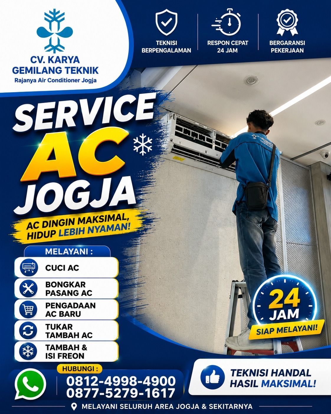 Service AC Jogja Respon Kilat 30 Menit untuk Rumah, Kantor, Ruko & Apartemen Bergaransi