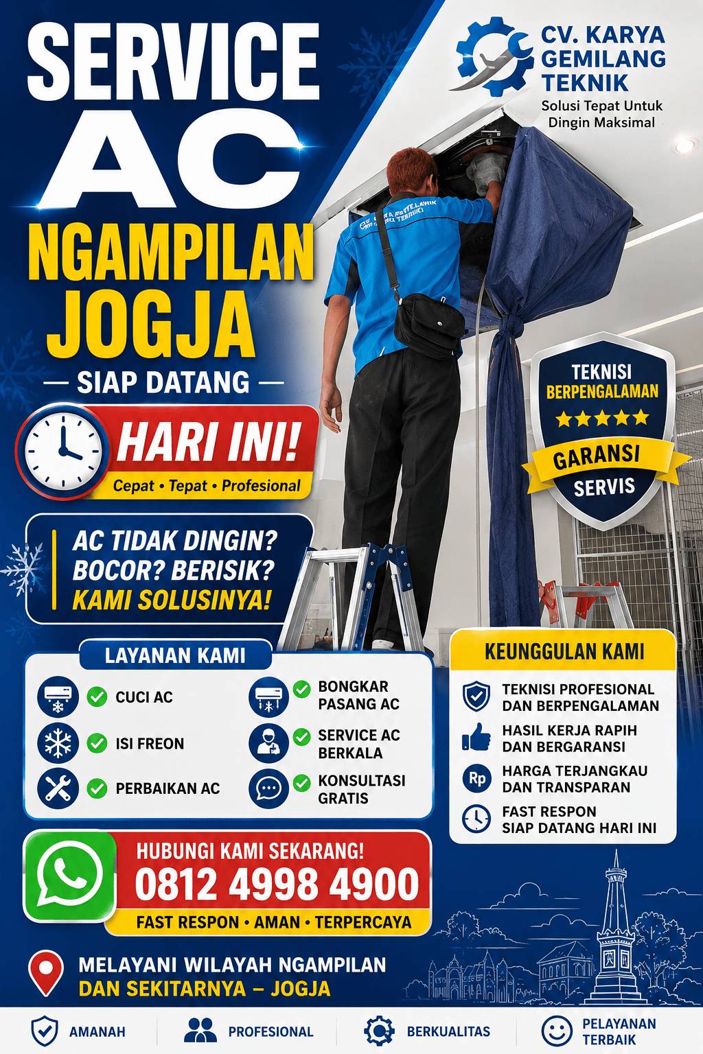 Service AC Jogja Siap Datang Hari Ini Tanpa Biaya Cek | CV Karya Gemilang Teknik