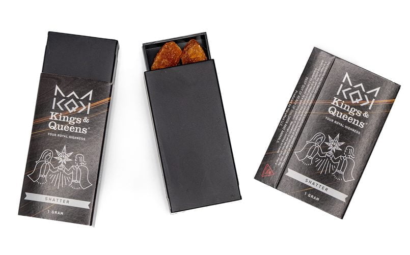 SecurSlide® MatchBox 3 in black with printed sleeve for Kings & Queens branded edibles