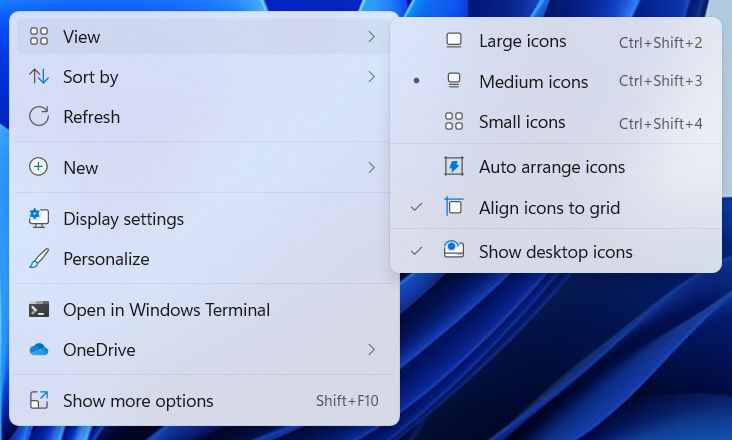 W11 Right-click menu
