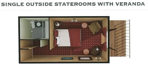 SO - Single Outside Stateroom with Veranda Plan