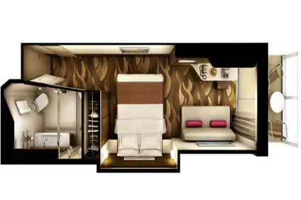 M1 - Aft Facing Mini Suite with Balcony (After 11 Oct 2020) Plan