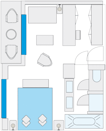 Category F - Double Bed Suite with Balcony Plan