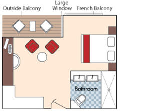 AA+ - French Balcony & Outside Balcony Stateroom  Plan