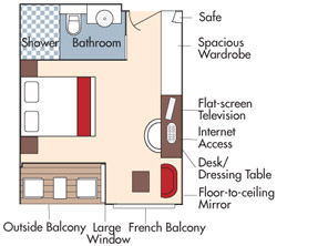 BA - French Balcony & Outside Balcony Stateroom  Plan